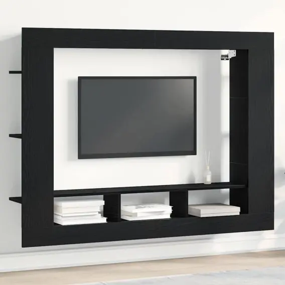 Popularny Szafka RTV Wisząca Czarny Dąb 152x22x113 cm Lumarko! - Hurtownia wielobranżowa Lumarko